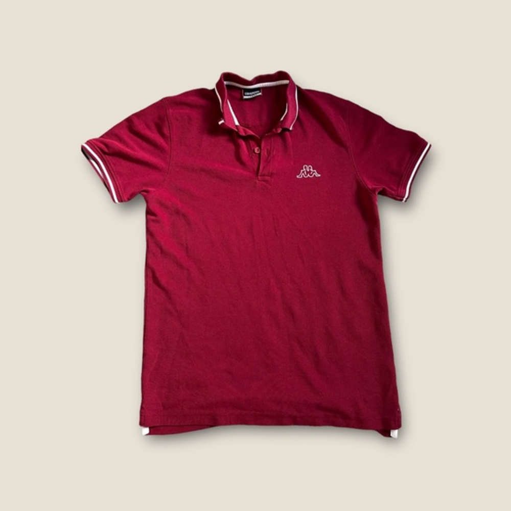 Kappa Polo Shirt Women's Large L Red‎ White Lining SEE MEASUREMENTS ✅